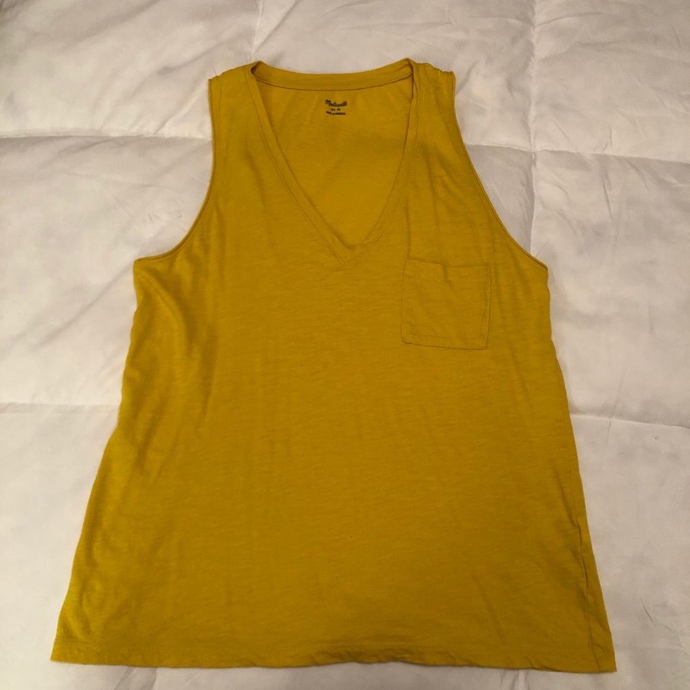 Madewell Mustard Whisper V-Neck Tank